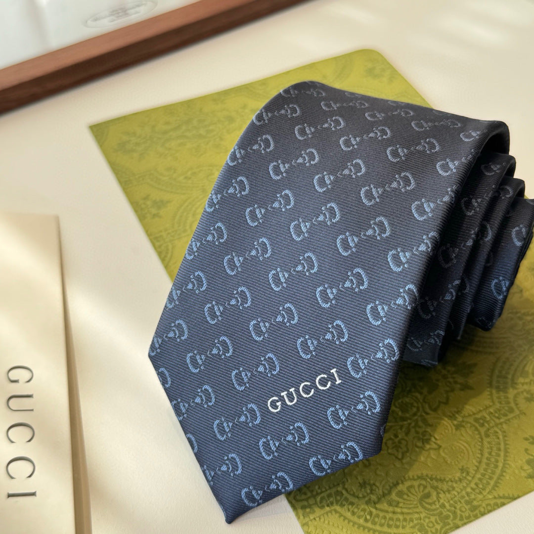 Gucci Style Men's Tonal GG Logo Silk Tie