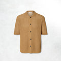Selected Ginger Ss Knit Relaxed Polo Cardigan: Chipmunk Oatmeal