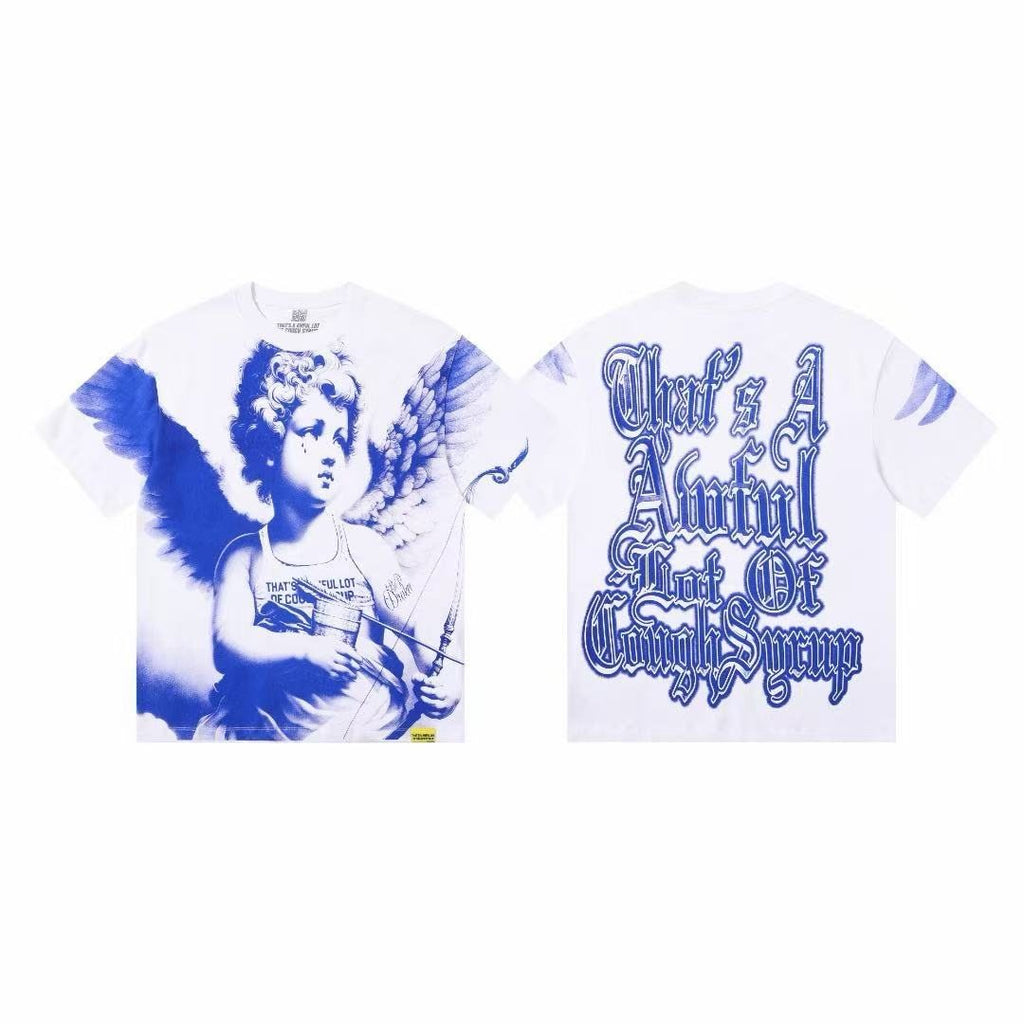 THAT'S A AWFUL LOT OF COUGH SYRUP Angel Gothic Text Graphic T-Shirt