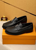 Louis Vuitton Black Pebbled Leather Loafers