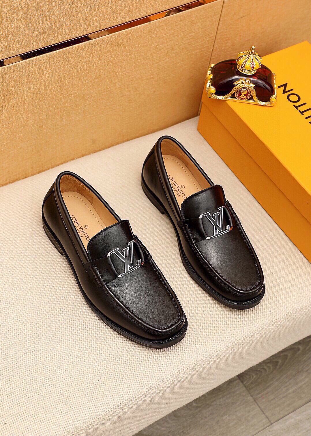 Louis Vuitton Black Metal-Detail Loafers
