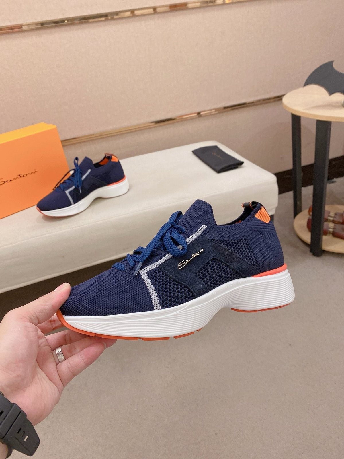 Santoni Men's Knit Panel Sneakers