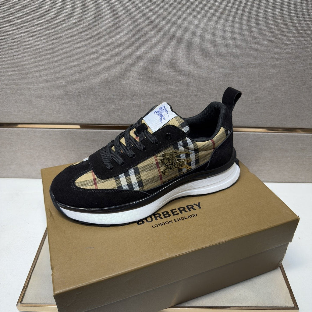 Burberry Men's Plaid Panel Sneakers - Padded Collar